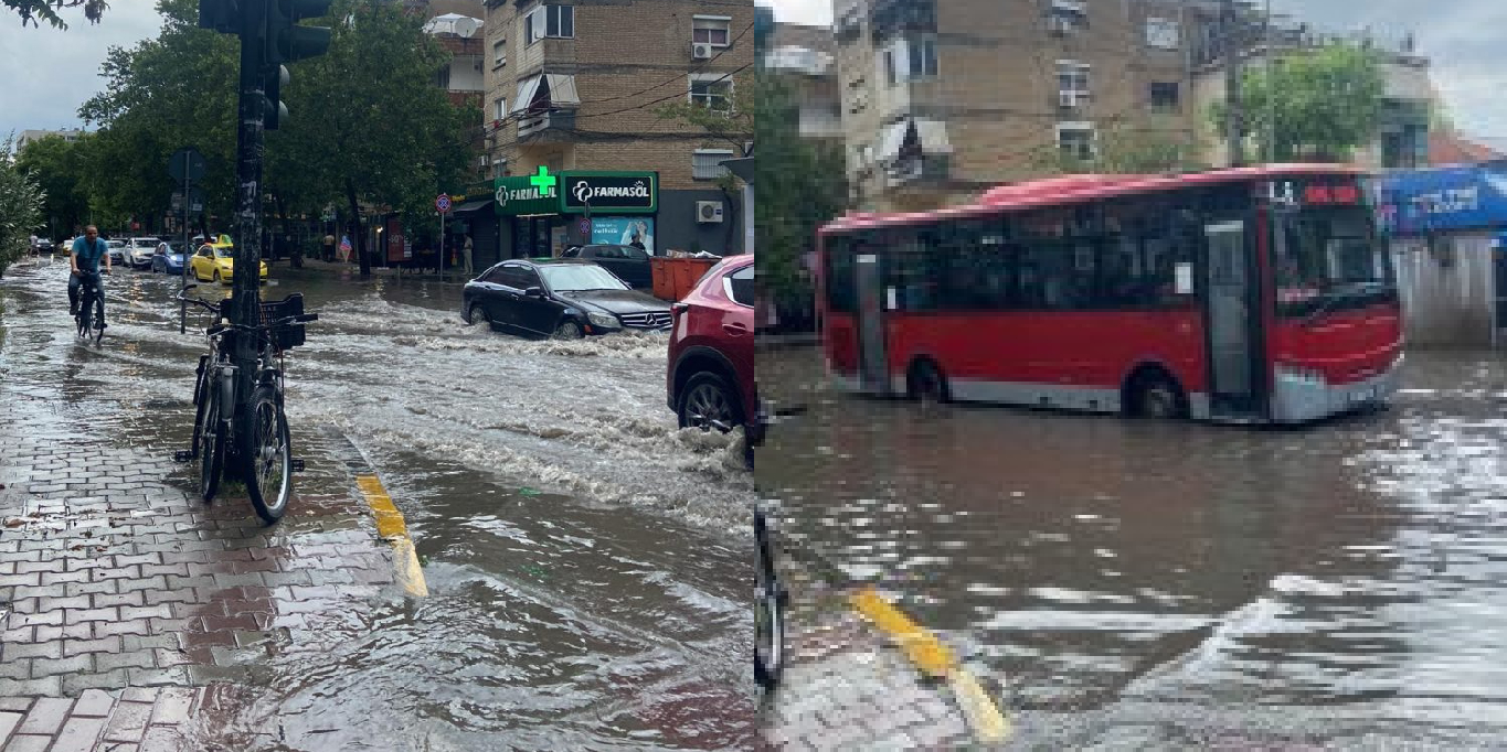 Pak minuta reshje shiu në Tiranë, përmbyten rrugët (Foto)