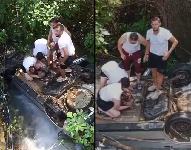 Makina bie në lumë, kalimtarët dhe një infermiere e huaj rikthejnë në jetë shoferin! (PAMJET)