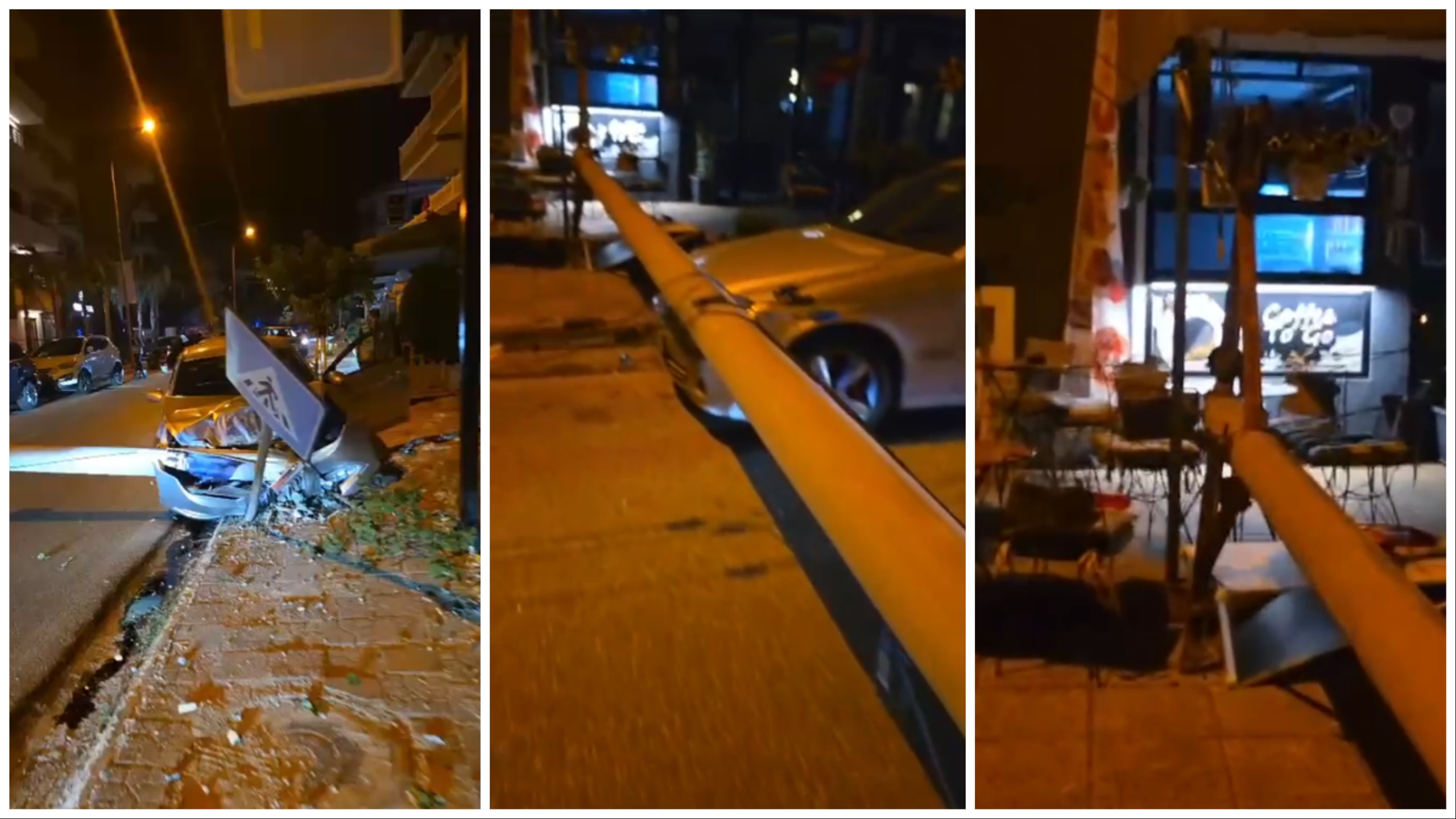 Shoferi po drejtonte mjetin në gjendje të dehur dhe përplaset, rrëzohet shtylla elektrike në mes të rrugës! Pamjet nga aksidenti